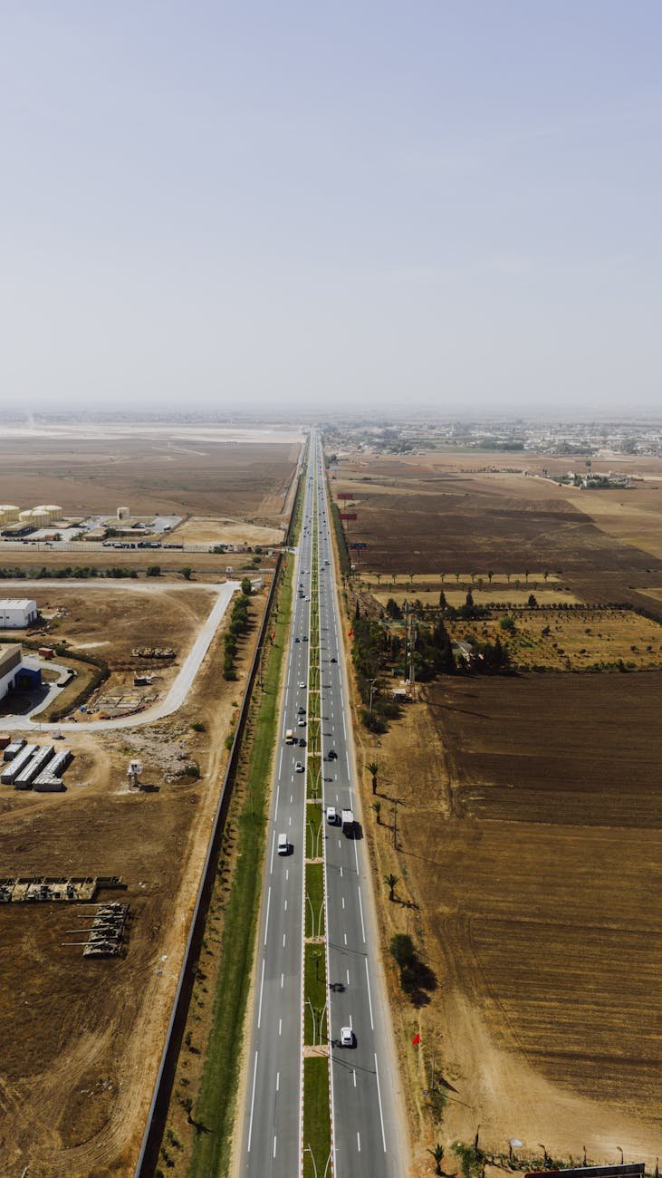 aerial view of highway in casablanca morocco