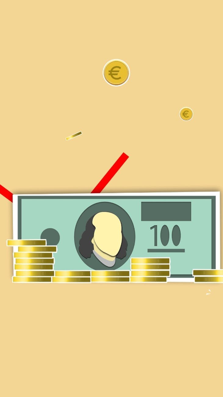 illustration of banknote and coins representing economy concept